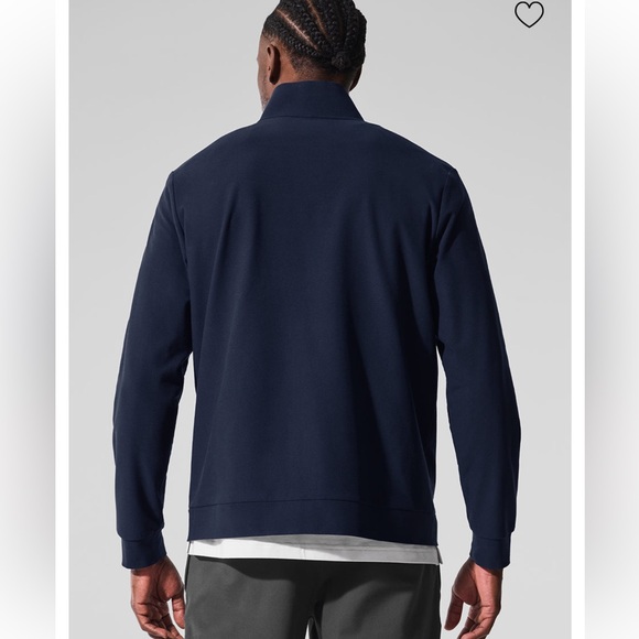 New w/ Tags ALO Yoga Men's Navy Conquer Max Mock Neck Full Zip | Size L - Picture 3 of 11